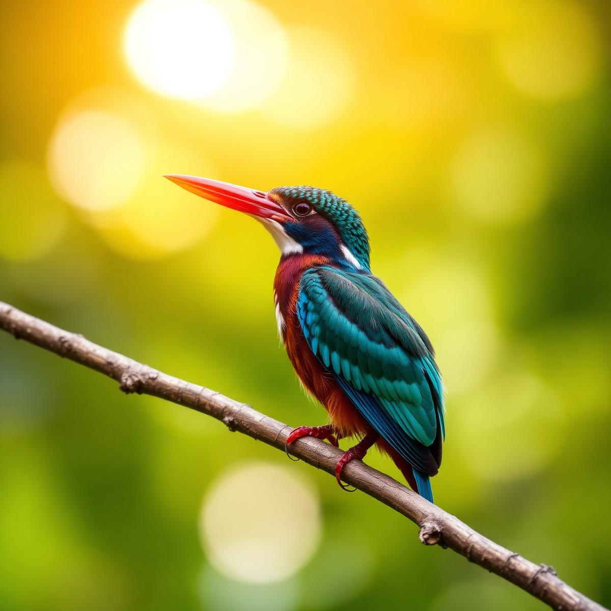 Kingfisher perched on branch